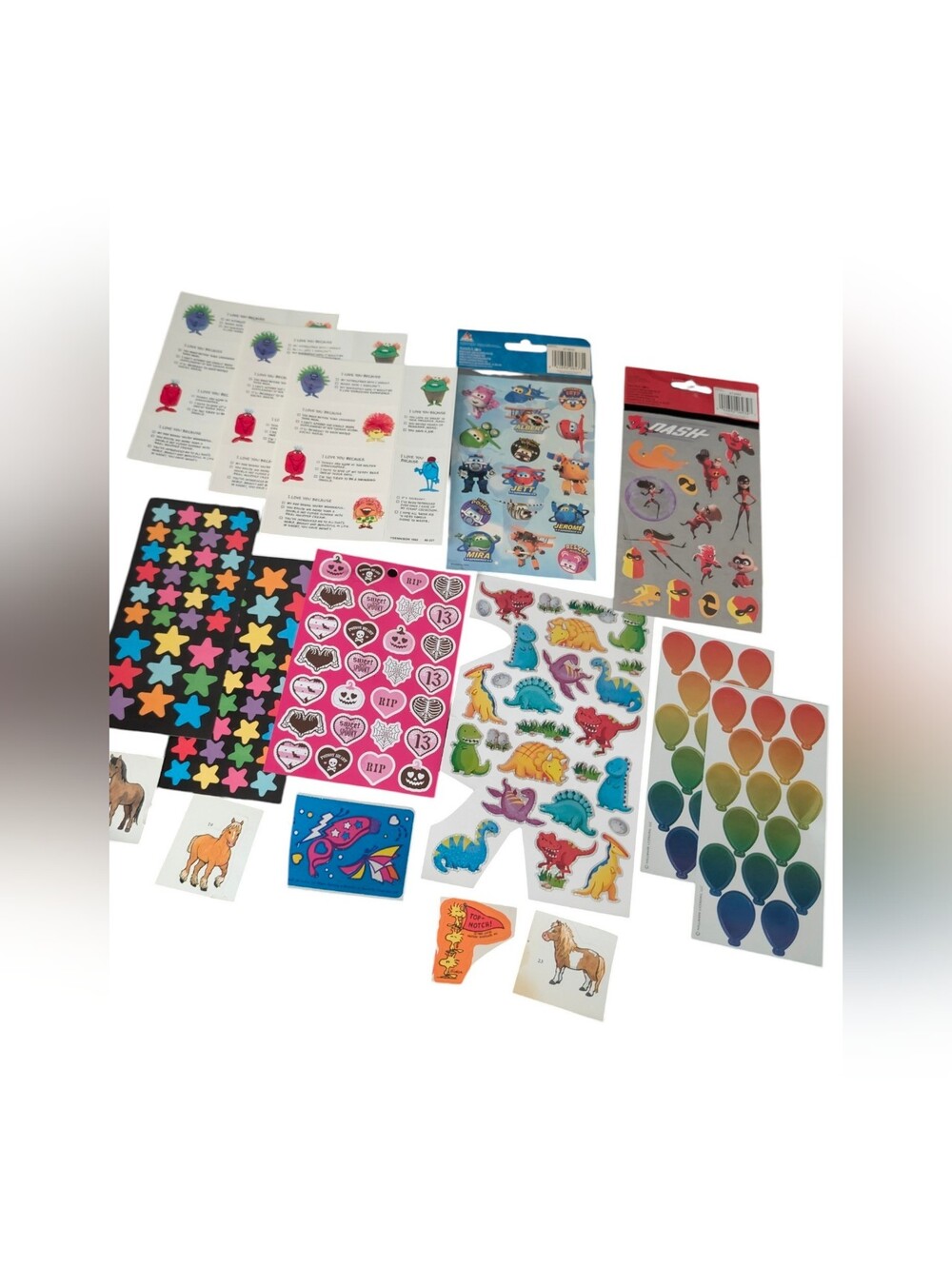 Kids Sticker Pack - Rainbow Balloon, Stars & Dino Sheets